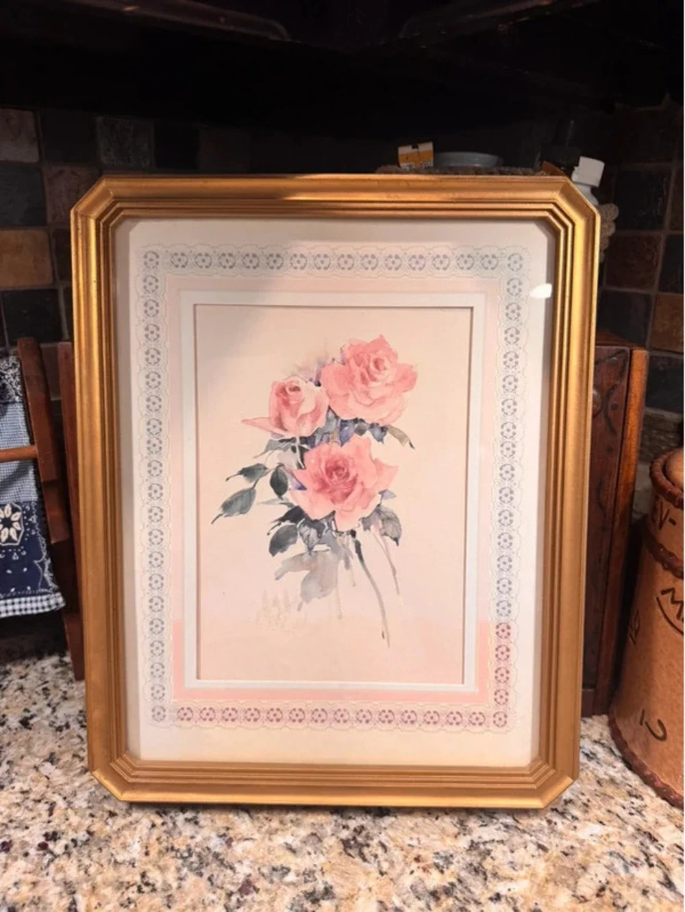 Vintage Rose in Gold frame
